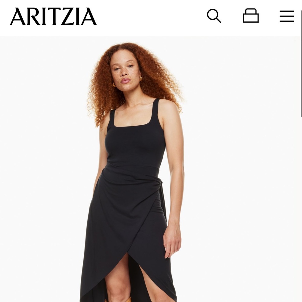 aritzia Saturn wrap dress black- NWT Size medium.